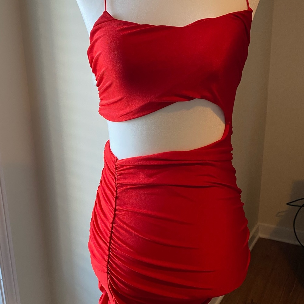Tiger Mist red cut out dress